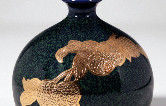 Gilded Emerald-Ink Sphere Vase: A Yingge Handcrafted 24K Nano-Gold Luxury Masterpiece for 2026